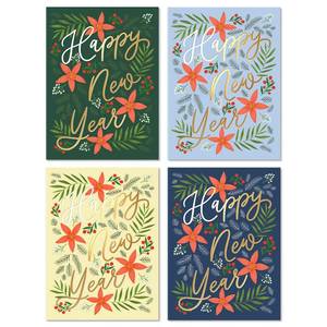 lot 7794 image: Sweetzer & Orange Happy New Year Cards Set with Envelopes - 24 Pack of Thick 300gsm Holiday Decor Sheets, Greeting Cards, Joyful Holidays & Thank You Messages