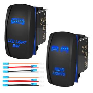 lot 7799 image: Joinfworld LED Light Bar Rocker Switch and Rear Light Rocker Switch ONOff Laser Waterproof Marine Toggle Switch 12V 5 Pin Blue LED Rocker Light Switch for Car Boat ATV UTV RZR