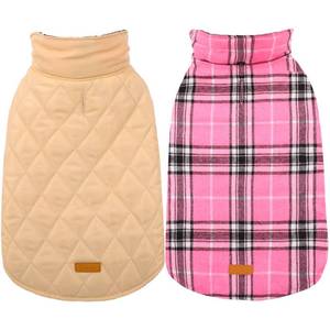 lot 7801 image: Kuoser Waterproof Dog Coat, Reversible Dog Jacket for Large Dogs, Adjustable Durable Doggie Winter Coat for Groowing Puppies Warm Puppy Cold Weather Apparel, Pink L