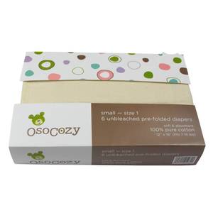 lot 7808 image: OsoCozy Prefolds Unbleached Cloth Baby Diapers, Size 1 (7-15 lbs), Soft, Absorbent and Durable 100% Natural Cotton