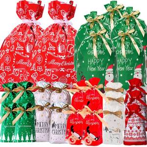 lot 7820 image: Happy Storm Christmas Drawstring Gift Bags 30PCS Assorted Styles Christmas Drawstring Wrapping Goody Sweet Treat Candy Bags for Xmas Birthday Party Supplies Favors