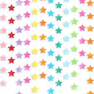 lot 7833 image: Patelai Glitter Star Garland Banner 2026 Party Decor 130 Feet Star Hanging Banner Twinkle Backdrop for Graduation Birthday Classroom Wedding Supplies(Rainbow)