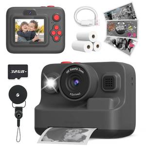 lot 7857 image: Yehtta Kids Camera Instant Print, Dual-Lens Front Rear Selfie Camera for Kids, Christmas Birthday Gifts Toys for 3-12 Year Old Boys Girls, 2.4in Screen 1080P Kid Digital Cameras with 32G Card