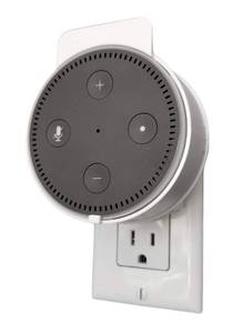 lot 7859 image: Dot Genie Deluxe Mount for Amazon Echo Dot 2nd Generation Alexa The Simplest and Cleanest High-End Outlet Wall Mount Hanger Stand for Kitchen and Bathroom Speakers (Matte White)