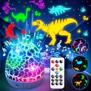 lot 7866 image: PIKOY Dinosaur Toys for Kids 3-5 Easter Gifts for Kids Toys Night Light Projector Dinosaur Eggs Easter Eggs Night Light for Kids  15 Sounds & 3D Films  31Colors & Remote Control  Easter Toys NO REMOTE