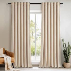 lot 7873 image: Topfinel Ivory Back Tab Velvet Curtains for Living Room 90 Inches Long 2 Panels Set Rod Pocket Ring Clips Room Darkening Curtains & Drapes 90 Inches Long for Bedroom,90 Inch Length 2 Panels Set,Beige
