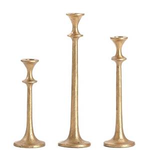 lot 7875 image: Wenbery Gold Taper Candle Holders Set of 3, Heavy Candlestick Holders Decorative Candle Stand for Table Centerpiece, Cast Iron Candle Stick Holder Decor