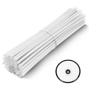 lot 7881 image: HHLUPUP Universal Bicycle Bike Spoke Covers - 72Pcs Motorcycle Wheelchair Wheel Spoke Wraps, Dirt Bike Spoke Skin, Pipe Trim for 8-21 Spoke Rims Spoke Covers Decoration Protector BMX MTB (White)