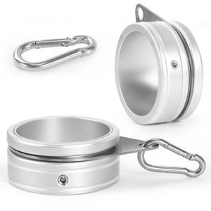 lot 7884 image: Anovo Flag Pole Rings, Aluminum Alloy Flag Pole Clips Swivels 360° Rotating Anti Wrap Mounting Ring with Carabiner, Flag Pole Kit Parts (2 Inch -Pack of 2(Silver))