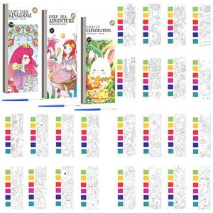 lot 7886 image: 3 Pcs Pocket Watercolor Paint Book Set, Pocket Travel Watercolor Book Set with Brush and Paint for Beginning, Artist