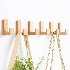 lot 7888 image: Teenyyou 6 Pack Cute Kids Coat Wall Hooks Wooden Adhesive Decorative Colorful Wall Mounted Hangers Backpack Hooks for Hanging Keys Towel Clothes Bathroom Organization(Wood Color)