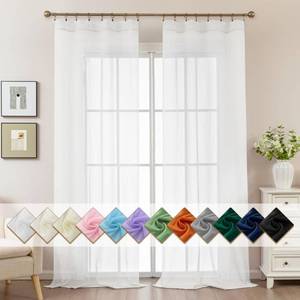 lot 7894 image: ABLUEN White Sheer Curtains 96 Inches Long, Privacy Semi Sheer Curtains for Living Room Bedroom, Light Filtering Rod Pocket Voile Window Drapes 2 Panels Set, Each 42 W x 96 L