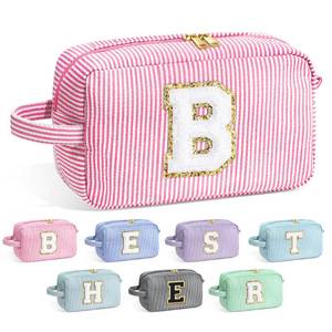 lot 7895 image: YOOLIFE Bridesmaid Proposal Gifts - Personalized Bridal Shower Bridesmaid Bride To Be Bachelorette Party Gifts Maid Matron Honor Gifts, Monogram Initial Pink Makeup Bag Cosmetic Bag, Pink B