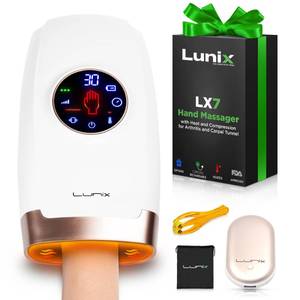 Lunix LX7 FSA LCD Touchscreen Hand Massager, Heated Air Compression, for Arthritis & Carpal Tunnel Relief, Finger Numbness & Wrist Pain Relief, Cordless Rechargeable, Lunar White