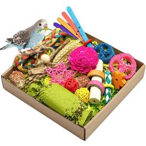 lot 7908 image: LOPERDEVE Natural Bird Toy Foraging Parrot Shredding Toys Box Conure Chewing Toys for Cockatiel Lovebird Parakeet Budgie Small-Medium Birds (Colorful)