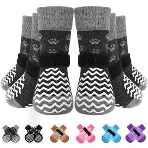 lot 7920 image: EXPAWLORER Anti Slip Dog Socks to Prevent Licking Paws, Winter Pet Boots & Paw Protectors, Dog Booties for Hardwood Floors with Grippers, Dog Shoes for HotCold Pavement Small Medium Large Senior Dogs
