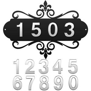 lot 7925 image: House Address Plaques Metal Address Sign Outside House Number Mailbox Number Sign for House Home Hotel Office Garden Decorative Wall Plaque(13.8 inch,Delicate Style)