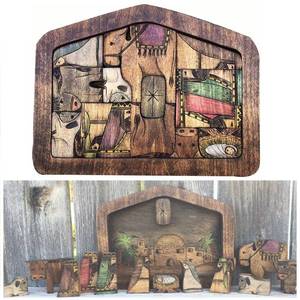 lot 7926 image: Wooden Jesus Puzzle Statue Nativity Puzzle for Adults and Kids, Jigsaw Puzzles Ornament Crafts with Wood Burned Design for Home Sculpture Decorations Christmas Birthday Gifts