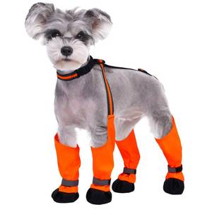 lot 7954 image: Dog Suspender Boots, Anti-Slip & Fall Waterproof Dog Shoes Leggings, Dog Paw Protector for Small Medium Dogs, Adjustable Dog Boots Pet Shoes for Outdoor Walking Orange,S