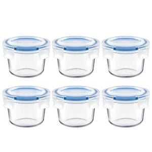 lot 7963 image: Iyulania Set of 6 Small Glass Storage Containers, 7 oz Food Containers with No-Spill Lids, Thick Glass Jars for Meal Prep, Babys Snacks, Leftovers and Sauces, Dishwasher &amp Microwave Safe