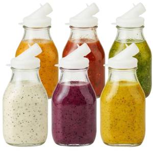 lot 7966 image: kitchentoolz 16oz Salad Dressing Shaker Bottle Glass Bottle Salad Dressing Dispenser Container with Tamper-Proof Lid 6 Pack