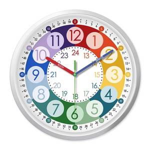 lot 7980 image: XFM Learning Clock for Kids 8 Inch Silent Wall Clocks Battery Operated Colorful Teaching Time Clock Small Analog Clock for Kids Room Classroom School Playroom