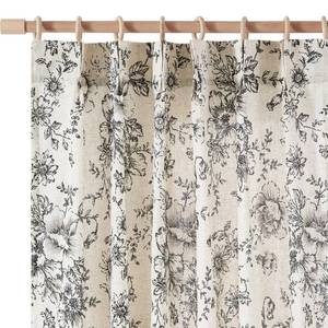 lot 8002 image: jinchan Pinch Pleated Curtains Floral Linen Blend Curtains for Living Room 96 Inches Length Black Peony Flower Printed Curtain Rod Pocket Back Tab Farmhouse Pinch Pleat Drapes with Hooks Set 2 Panels