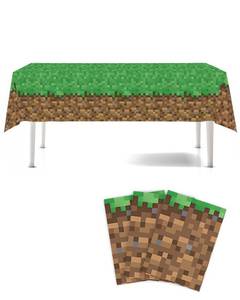 lot 8018 image: Calmi 3 Pack Pixel Miner Table Cover - 54.1x108 XL Waterproof Cartoon Birthday Tablecloth- Gamer Party Supplies, Mining Pixel Party Decorations for Boys Girls Kids Party Decor