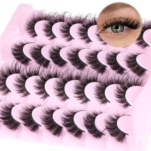 lot 8019 image: Fox Eye Lashes Mink Lashes Wispy 14 Pairs Cat Eye Lashes Strip False Eyelashes Natural Fake Eyelashes Pack by TNFVLONEINS