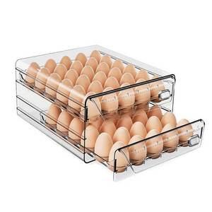 lot 8020 image: HIYOHIYO Clear 60 Egg Holder for Fridge, High Capacity Egg Container for Refrigerator, Stackable Egg Storage Trays for Countertop, Eggs Organizer for Refrigerator (2 Layer, 11.6x 10.2x 5.1)