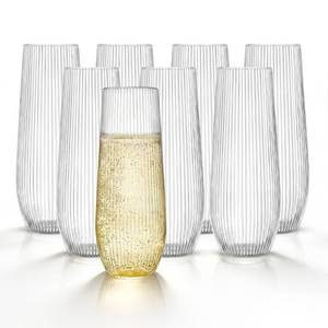 lot 8028 image: HOMIP 36pcs Clear Plastic Champagne Flutes - 9oz Disposable Champagne Flutes Stemless Toasting Glasses, Ribbed Ripple Design (BPA-Free) for Weddings, Bars & Events - Disposable Party Cups