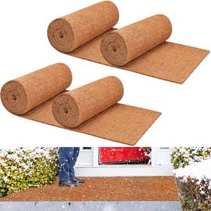 lot 8032 image: ZeeDix 4 Pack 16 x 80 Inch Thickened No-Slip Ice and Snow Carpet Mats, Natural Coconut Fiber Carpet Coco Liner Roll Snow Mats for Walkway, Steps, Front Door, Stairs, Porch Outdoor Safer Walking