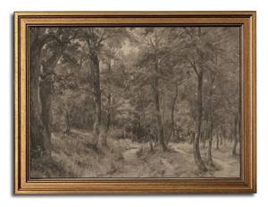lot 8351 image: Gold Framed Wall Art Vintage Canvas Wall Art Nature Charcoal Landscape Path Forest Artwork Prints Picture for Living Room Bedroom Farmhouse Bathroom Office Decor, 12x16