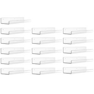 lot 8353 image: upsimples 16 Pack Acrylic Shelves for Wall Storage, 15 Floating Bookshelves for Kids, Display Shelf Organizer for Bathroom, Bedroom, Living Room, Kitchen, Room Decor, Clear