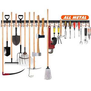 lot 8357 image: TVKB 68 All Metal Garden Tool Organizer Adjustable Garage Tool Organizer Wall Mount Garage Organizers and Storage with Heavy Duty Hooks Tool Hangers for Garage Wall, Shed, Garden