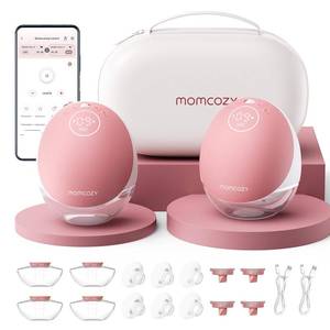 lot 8359 image: Momcozy Wearable Breast Pump, Hands Free Upgraded Mobile Flow  M9, App Discreet Control with Personalized Multi-Modes & 15 Levels, Wearable Breast Pump 24mm, 2 Pack Cozy Red