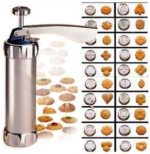 lot 8379 image: YOOUSOO Cookie Press Maker Kit, Spritz Cookie Maker Machine For Baking, For DIY Biscuit Maker and Decoration with 20 Cookie Discs and 4 Piping Tips (Stainless Steel)