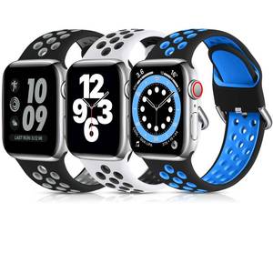 lot 8383 image: Lerobo 3 Pack Sport Bands Compatible with Apple Watch Band 44mm 46mm 45mm 42mm 49mm Men Women,Soft Silicone Breathable Band for iWatch SE Ultra 3 2 for iWatch Series 11 10 9 8 7 6 5 4 3 2 1