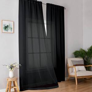 lot 8385 image: Simplebrand Black Sheer Curtains 96 Inches Long, Light Filtering Rod Pocket Solid Color Window Sheer Curtain Panels, Elegant Curtains & Drapes for Living Room, Bedroom 2 Panels (Black, 42 W x 96 L)