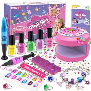 lot 8386 image: BATTOP Kids Nail Polish Set for Girls - Kids Nail Art Kit with Dryer & Fake Nail & Sticker & Water Based Nail Polish & Nail Art Pen - Idea Gifts for Girls Ages 6 7 8 9 10 11 12