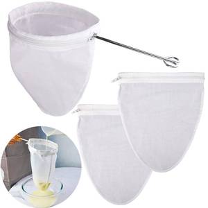 lot 8388 image: WMKGG Ultra Fine Mesh Strainer Bags, Reusable Mesh Filter Bags with Stainless Steel Handle Frame for Filter NutMilk, Coffee, Milk, Butter, Juices and Fresh Cheese (Small Size)