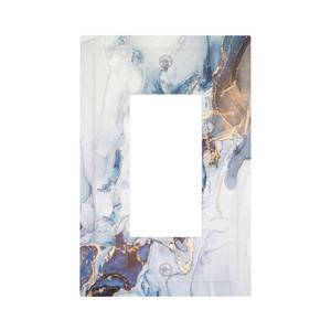 lot 8392 image: Modern Abstract Blue Gold Marble 1 Gang Wall Plate Decorative Single Rocker Light Switch Cover Decora Switchplate Electrical GFCI Outlet Covers Faceplate 5 X 3 Inch