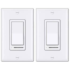 lot 8393 image: BESTTEN 2 Pack Dimmer Light Switch, Universal Lighting Control, Single Pole or 3 Way, Compatible with LED Dimmable Lamp, CFL, Incandescent, Halogen Bulb, Decorator Wallplate Included, UL Listed, White