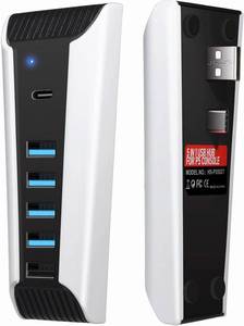 lot 8405 image: AQIDAP 5 Port USB Hub for PS5,USB High-Speed Expansion Hub Charger USB Extender Compatible with PlayStation 5 Game Consolewith 4 USB  1 USB Charging Port  1 Type C Port