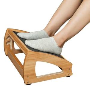 lot 8410 image: StrongTek Ergonomic Under Desk Footrest, 3 Adjustable Heights Wooden Office Footrest, Large Anti-Slip Surface, Improves Posture and Blood Circulation, up to 400lbs (Natural)