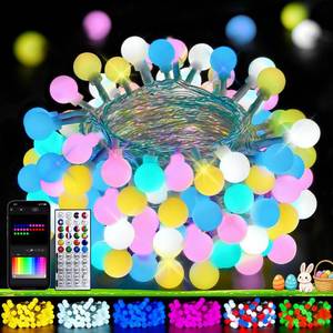 lot 8427 image: 2026 New 46ft Smart Color Changing Easter Lights Outdoor Indoor  100 LED RGB Globe Pastel String Lights App Control with Remote & Timer, Fairy Light Plug in Waterproof Easter Decor Girls Bedroom