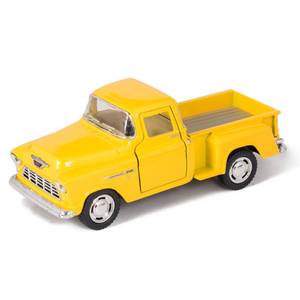 lot 8430 image: KiNSMART 1955 Chevrolet Stepside Pickup Truck 5 Inch 132 Scale Die Cast Metal Little Truck (Yellow)