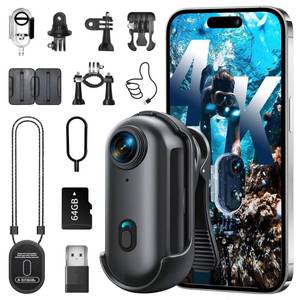 4K Mini Body Camera, Wearable Action Body Cam, Sports Action Camera Thumb Size Hands-Free Recording Body Worn Camera, Premium Portable Camcorder Mount Anywhere for Work, Travel,Fishing, Pet Walking