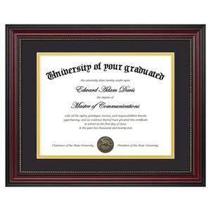 lot 8440 image: upsimples Diploma Frame 8.5 x 11 with Mat, Certificate Degree Document Frame, Displays Diploma Frame 11x14 without Mat, Classic Wood Grain with Gold Beading, Includes Black & Gold Mats, 1 Pack