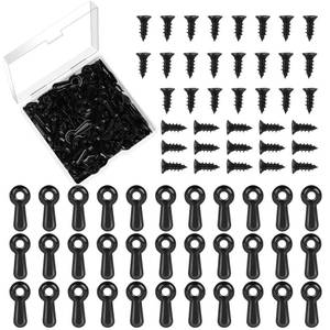 lot 8475 image: Picture Frame Turn Button Fasteners Set, 100 PCS Picture Frame Backing Clips Photo Frame Hardware Clips with 100 Pieces Screws for Hanging Pictures, Photos, Drawing by PinCute Black